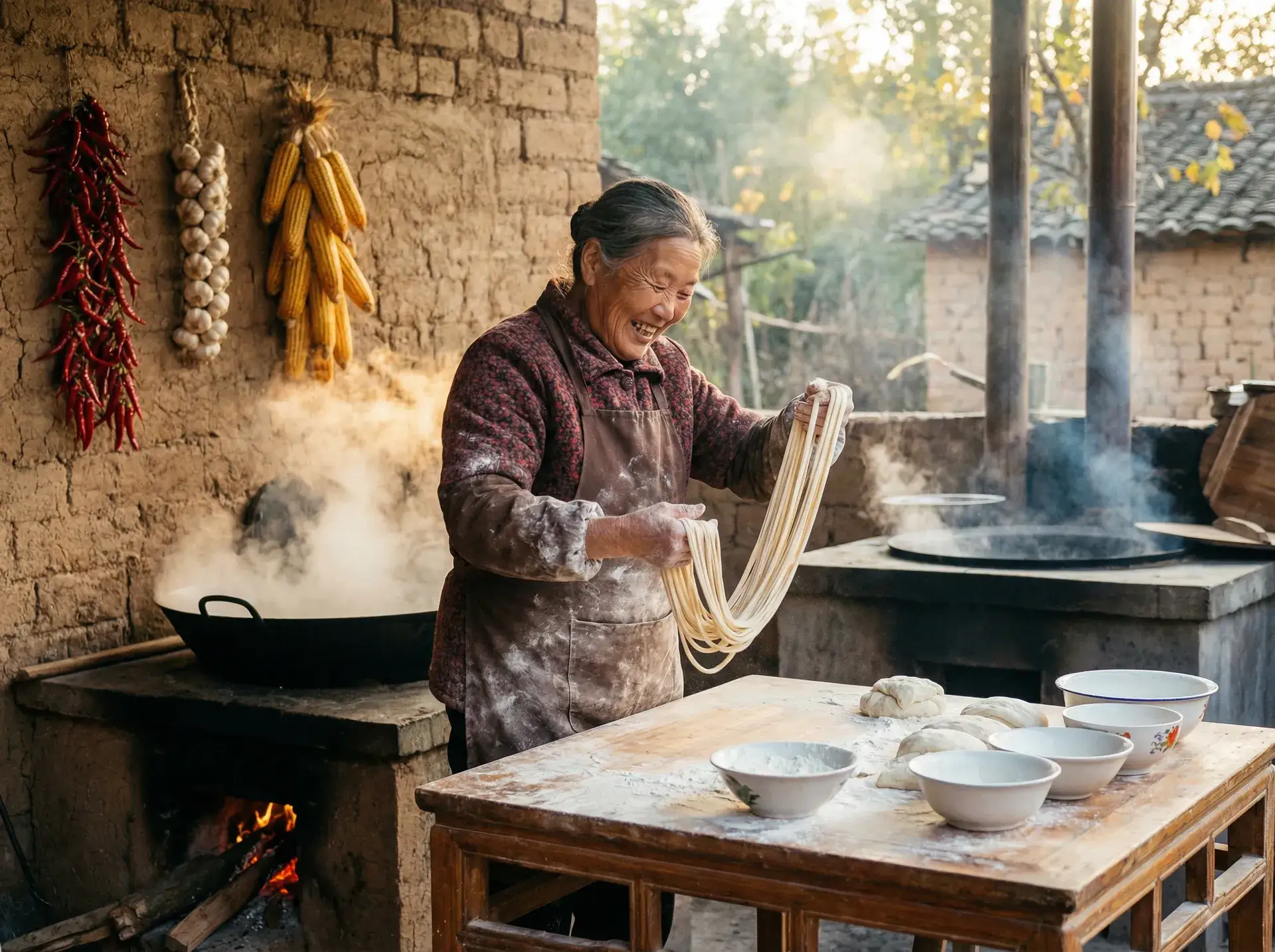 农家大嫂手擀面 - 大兴机场运行良好 乡村美食